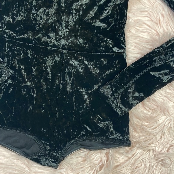 NWT Hah Hot as Hell Hole in 1 Cut-Out Black Velvet Lace Trim Bodysuit - Picture 8 of 11